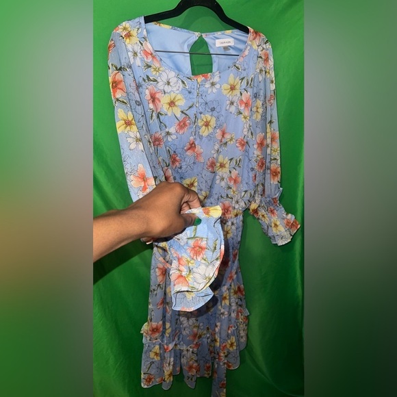 Calvin Klein Floral Blue Dress size 14W - Picture 4 of 9